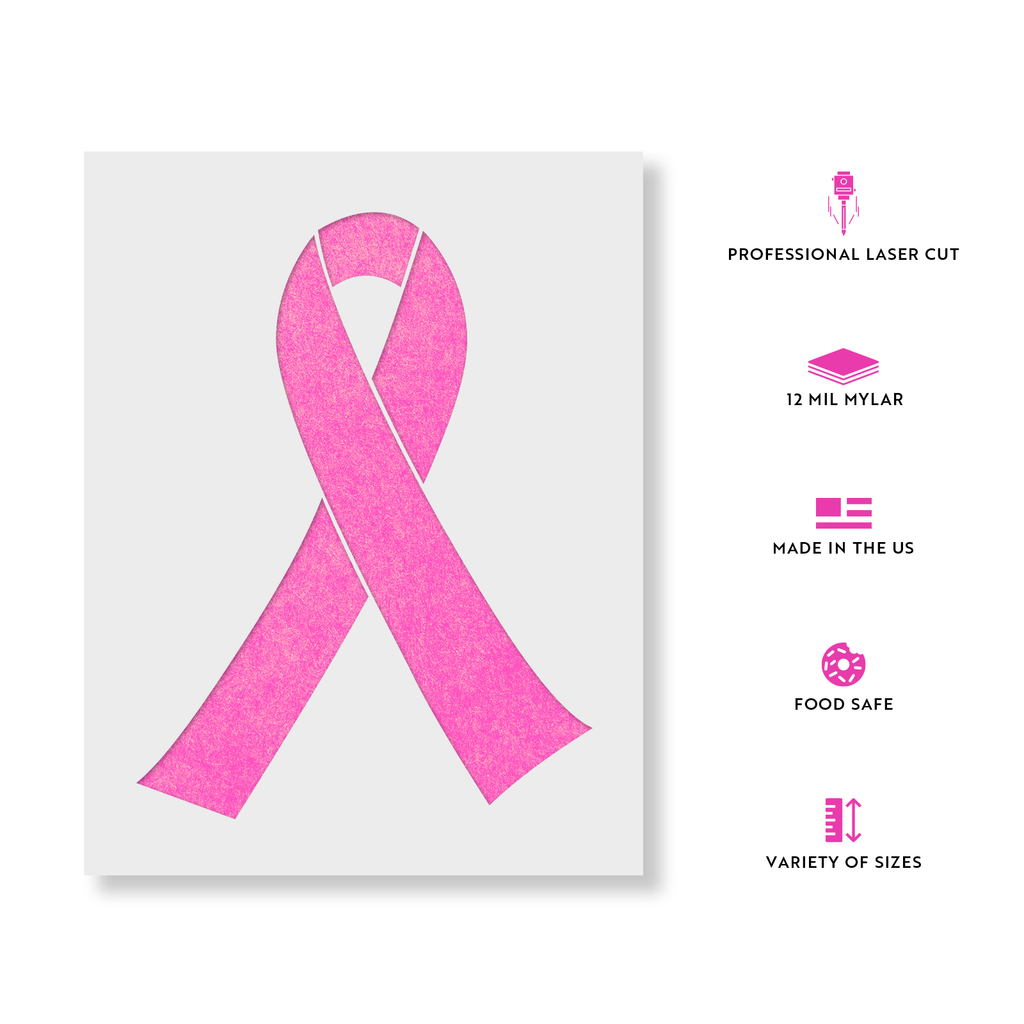 Breast Cancer Ribbon Stencil - Laser-Cut Mylar Breast Cancer Ribbon Stencil - Laser-Cut Mylar