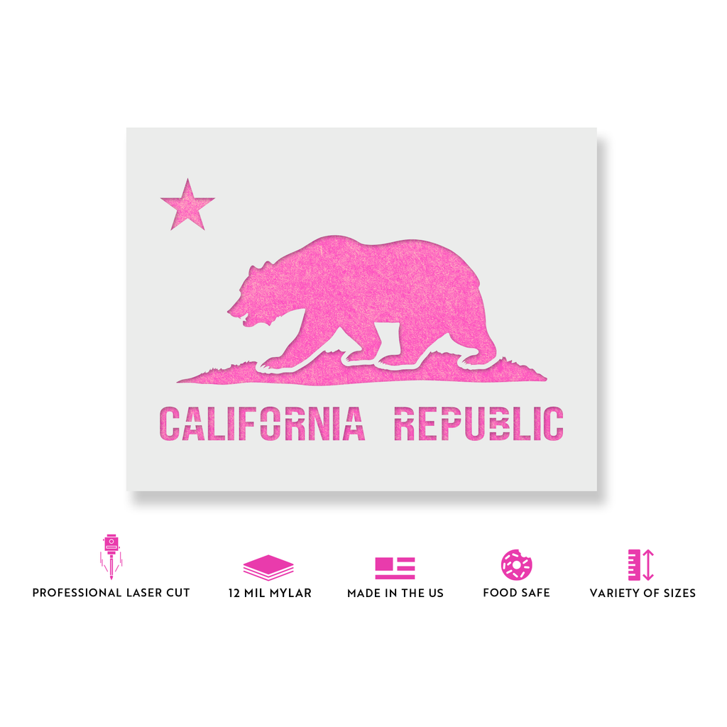 California Flag Stencil - California Bear Stencil for DIY Flags, image size:1024x1024