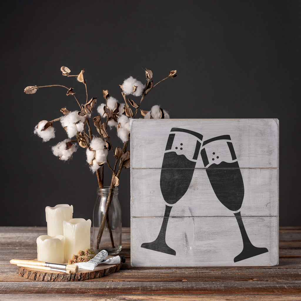Champagne Glasses Stencils - Stencil Revolution