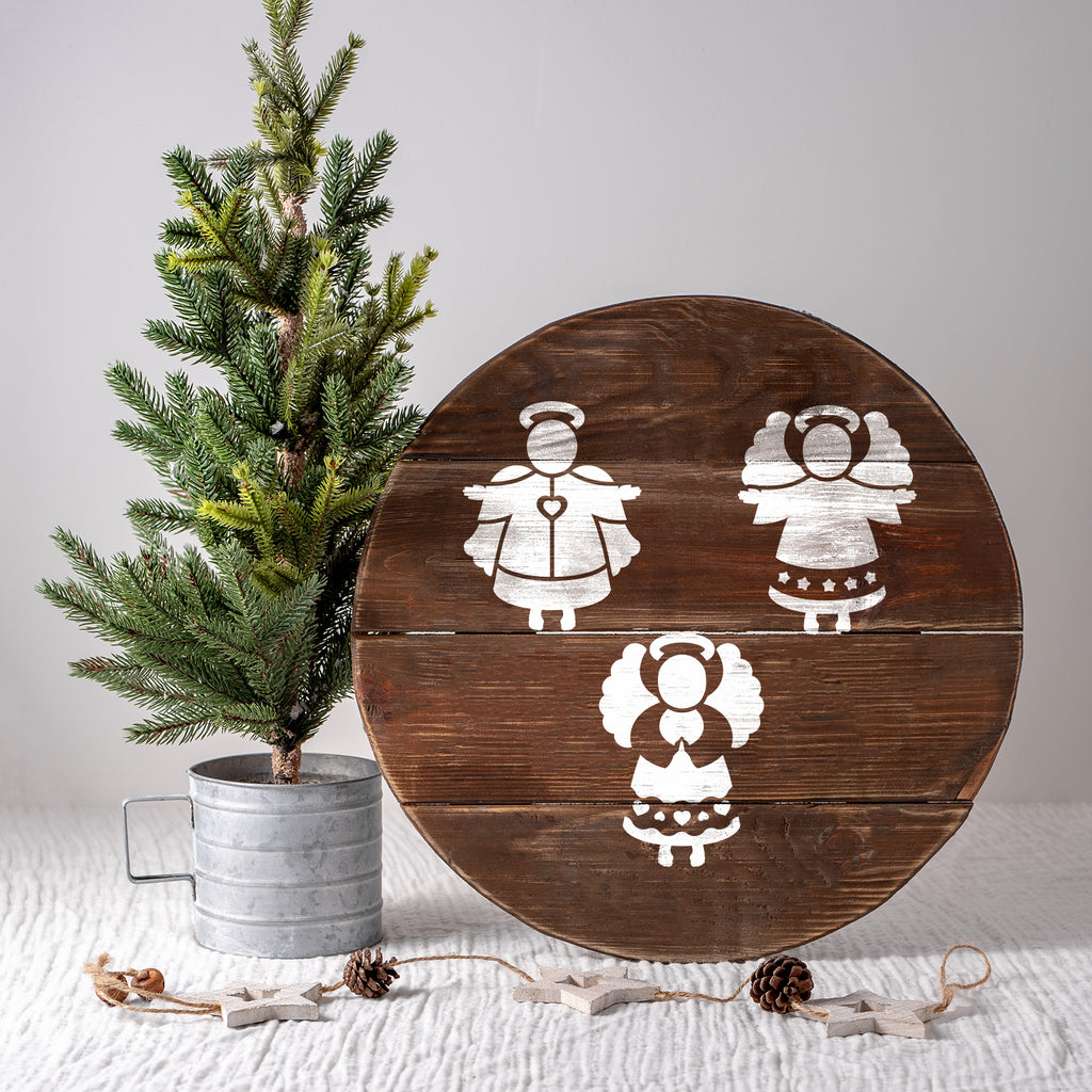 Christmas Angels Stencil, image size:1024x1024