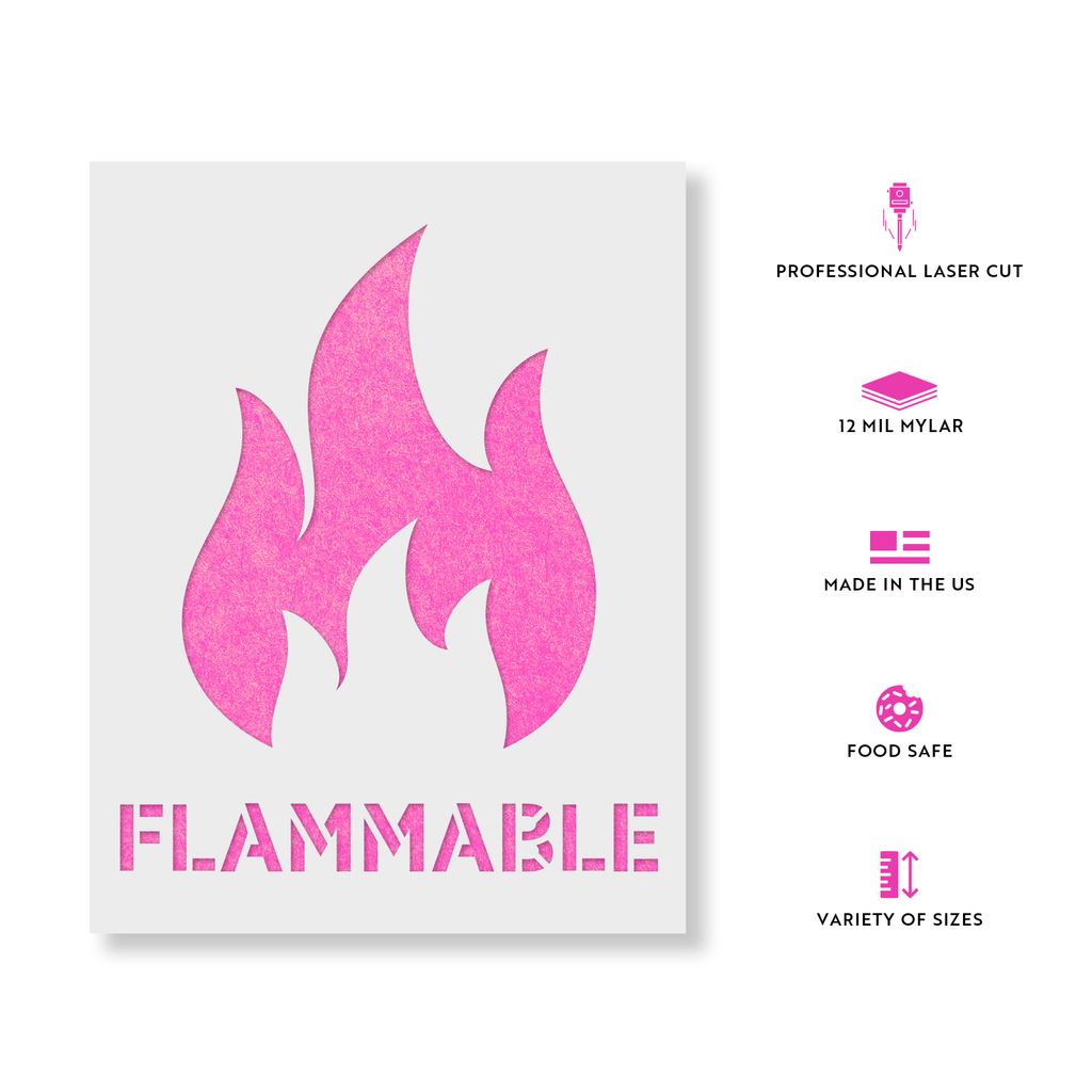 Flammable Symbol Stencils - Stencil Revolution, image size:1024x1024