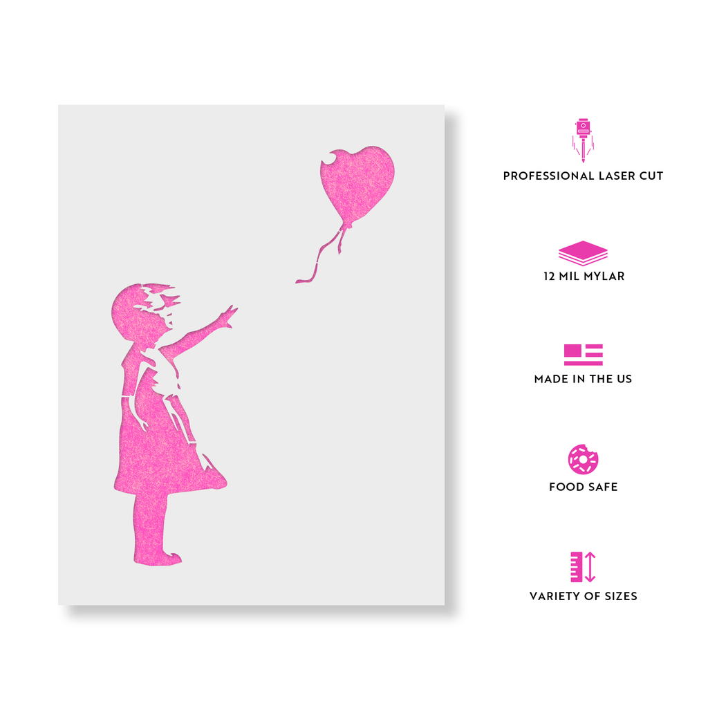 Girl With a Balloon Stencil by Banksy - Reusable & Easy to Paint