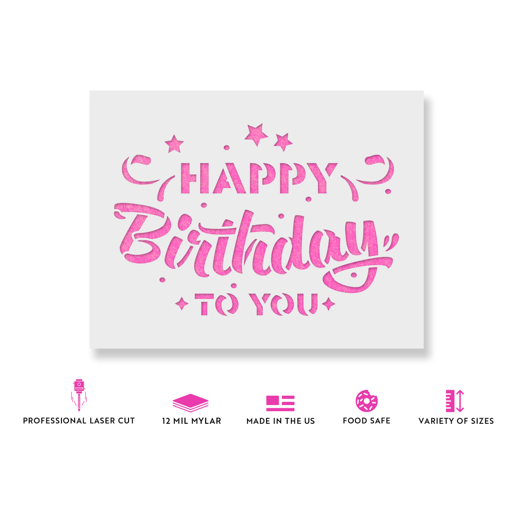Happy Birthday Stencil – Reusable Stencil for Birthday Craft Projects