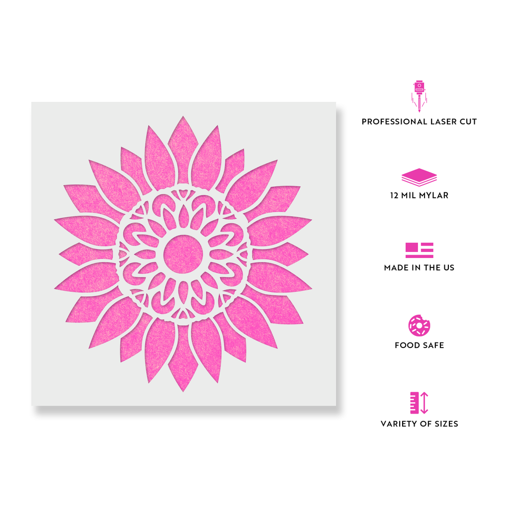 Aurora Arts A4 Mandala Stencil – 190 Mic Mylar Film (29x21cm) For Craft & Wall Art #0167