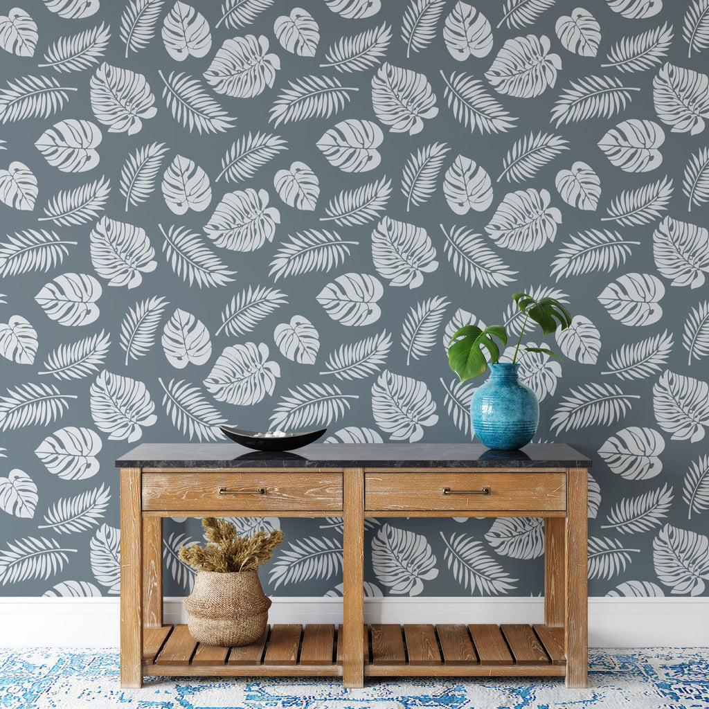 Monstera Leaves Pattern Wall Stencils - Stencil Revolution