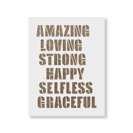 Mothers Day Amazing Love Strong Word Puzzle Stencil