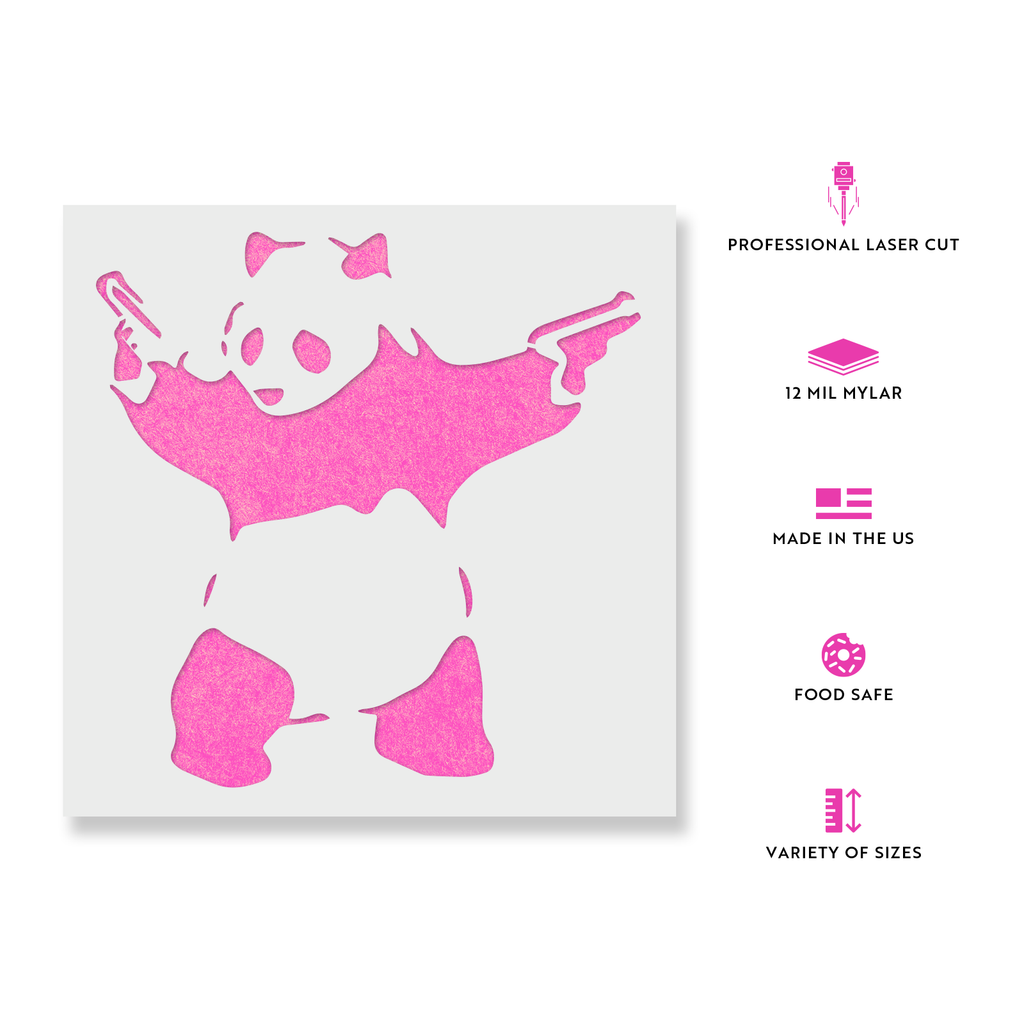 Panda with Guns Stencil by Banksy - Reusable Mylar Panda with Guns Stencil by Banksy - Reusable Mylar