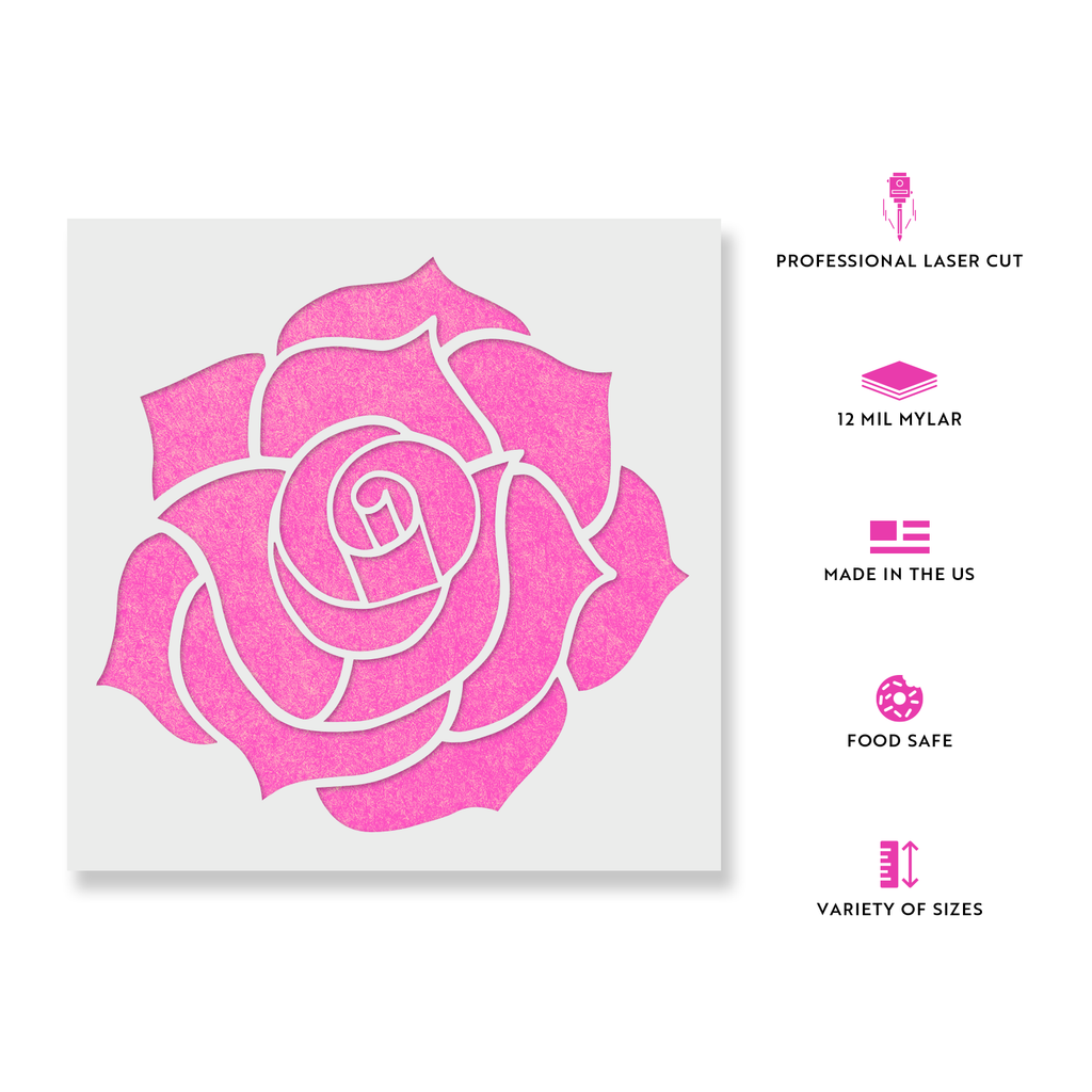 CrafTreat Reusable Flower Stencils 4-Pack - 6x6 Inch Rose, Poppy, Sunflower & Leaves For DIY Crafts