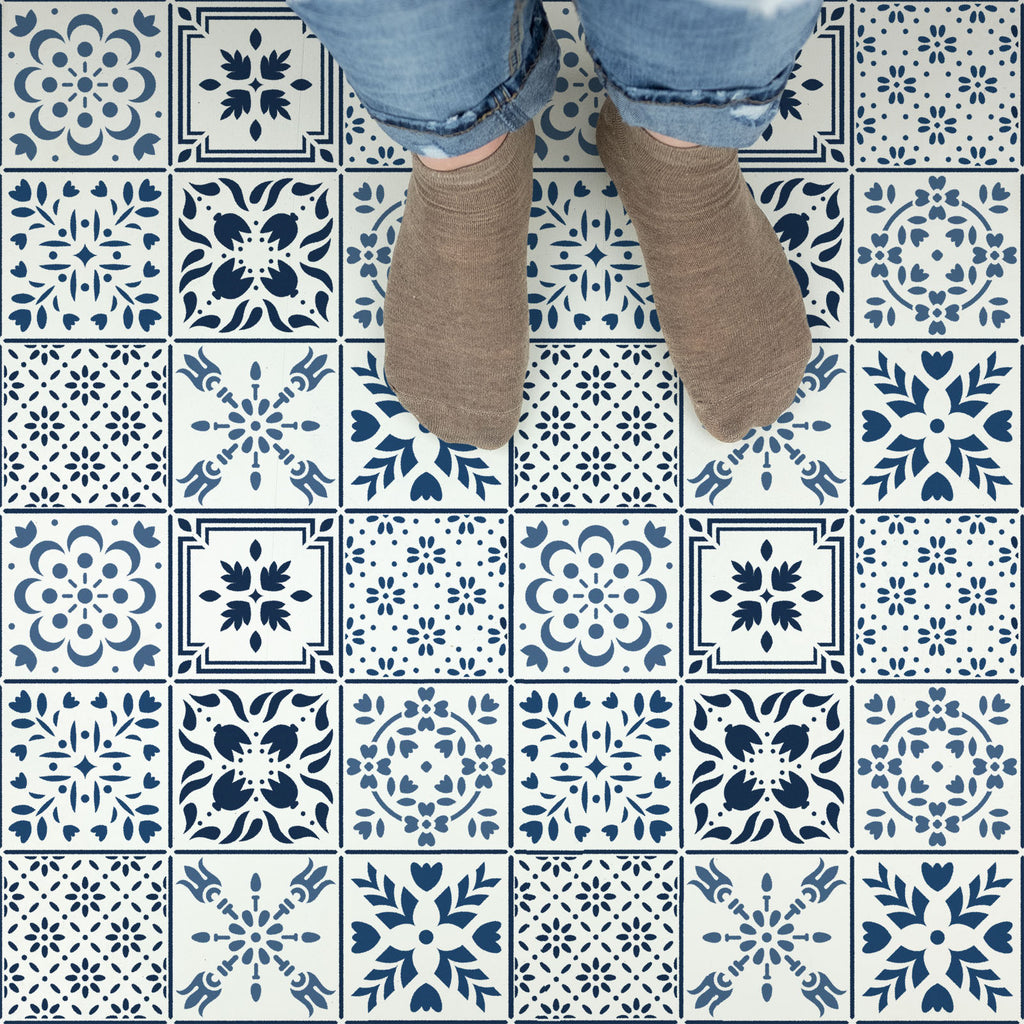 Scandinavian Mosaic Tile Stencil - Create a Beautiful DIY Floor Design, image size:1024x1024