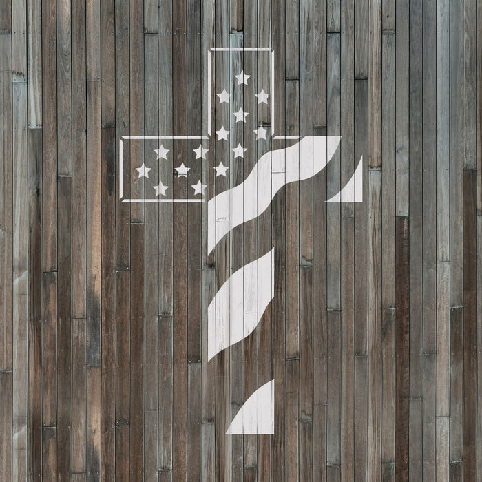 American Flag Cross Stencil