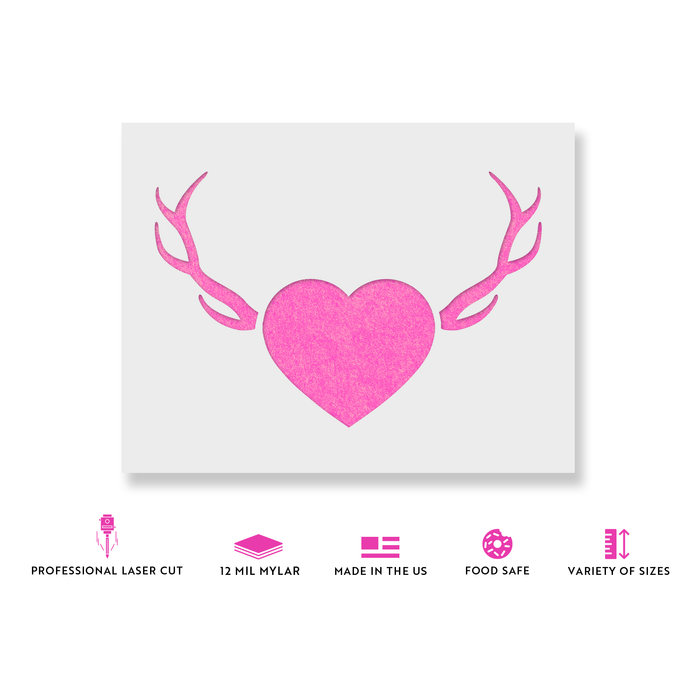 Antlers & Heart Stencil