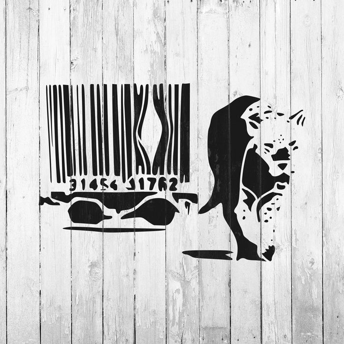 Barcode Tiger Banksy Stencil