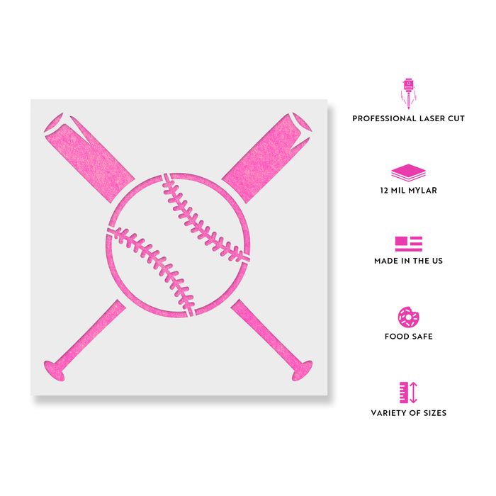 Baseball and Bats Stencil