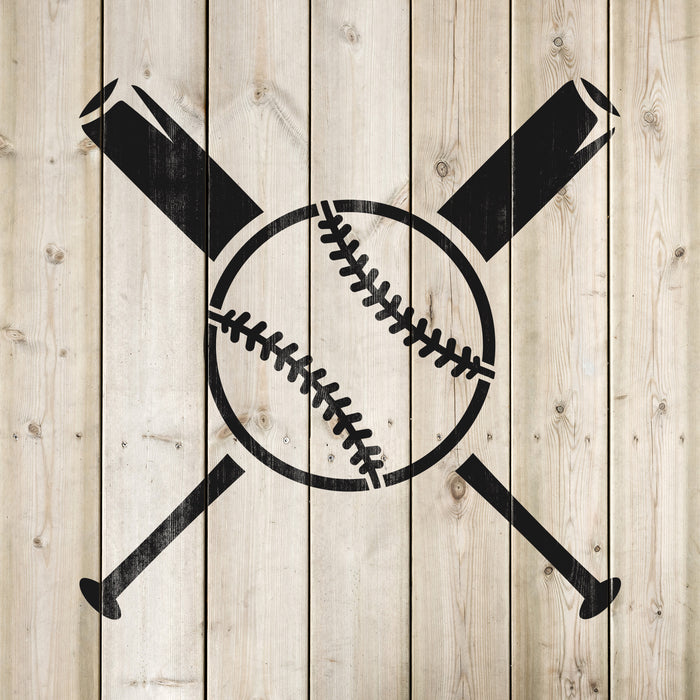 Baseball and Bats Stencil