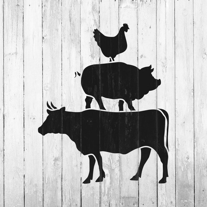 Cow Pig Chicken Stencil