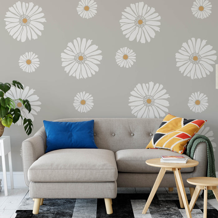 Daisy Floral Pattern Wall Stencil