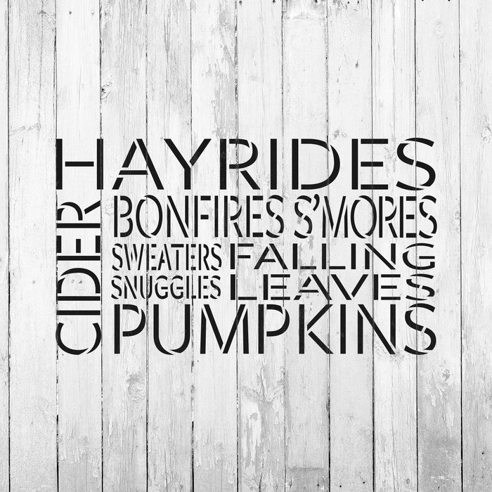 Fall Fun Hayrides Pumpkins Stencil