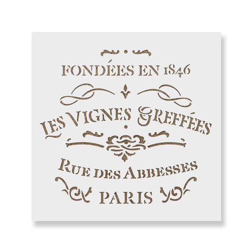 French Label Les Vignes Greffes Stencil