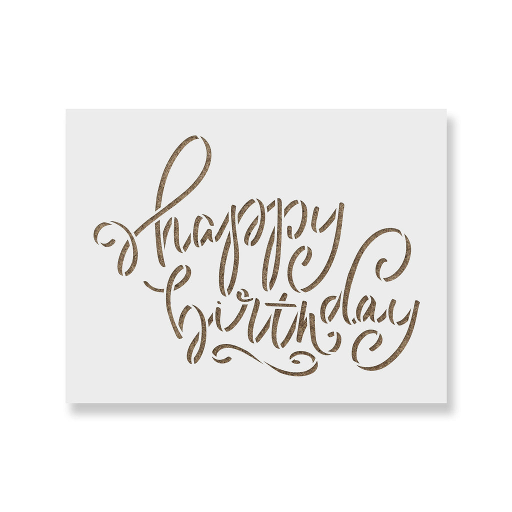 Happy Birthday Script Stencils - Stencil Revolution