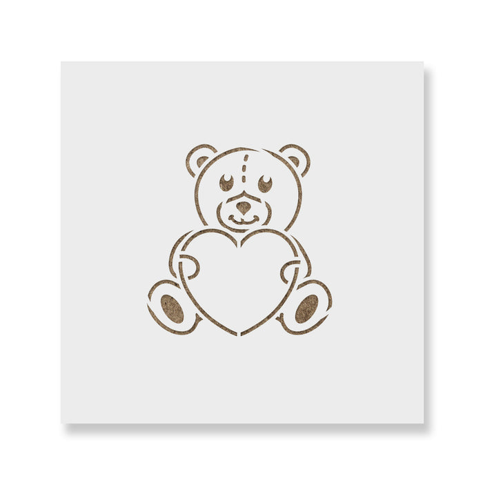 Heart Teddy Bear Cookie Stencil