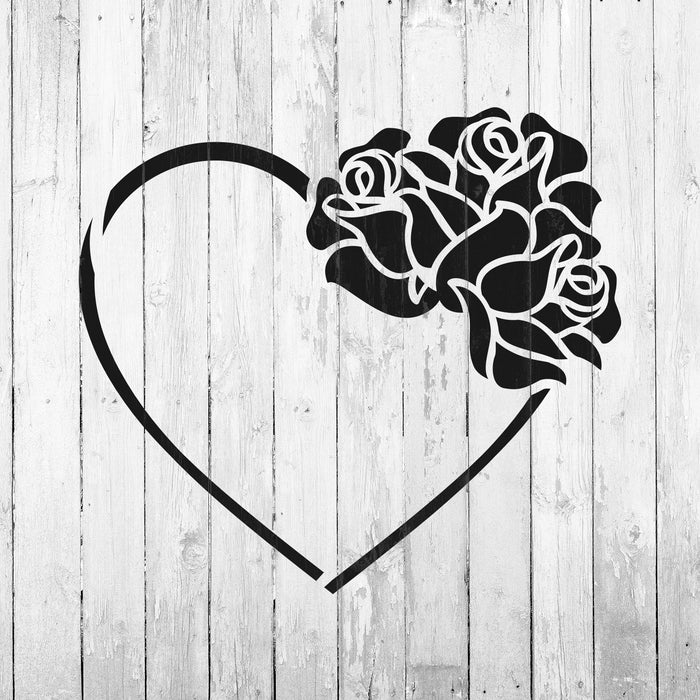 Heart With Roses Stencil