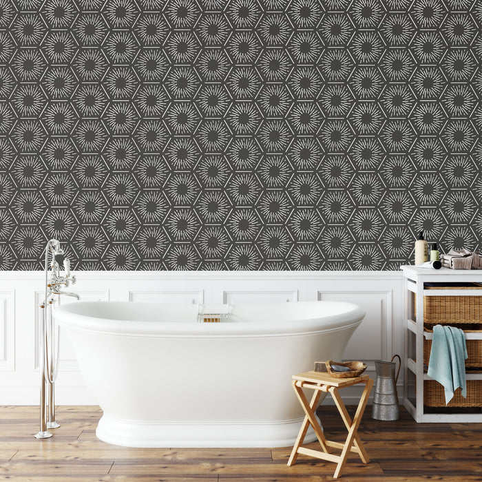 Hexagon Burst Pattern Wall Stencil
