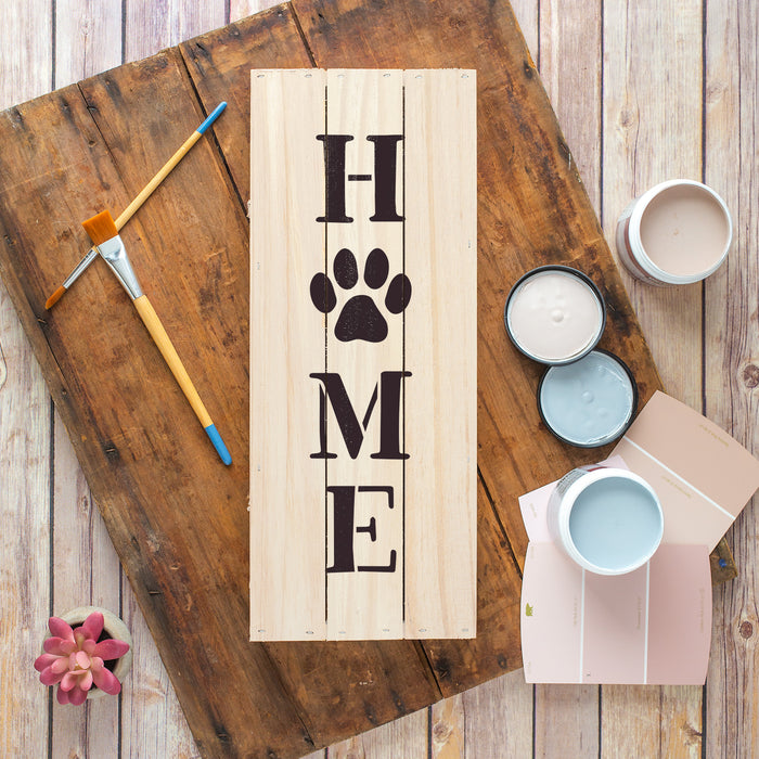 Home Paw Print Vertical Sign Stencil