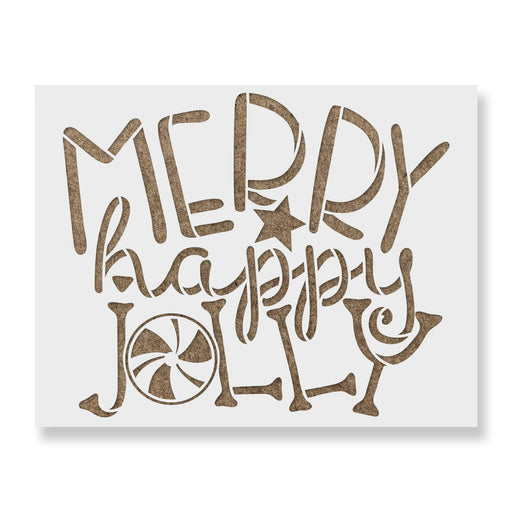 Merry Happy Jolly Christmas Stencil