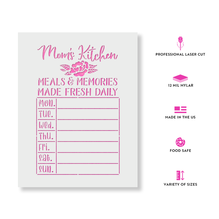Moms Kitchen Meals Calendar Stencil