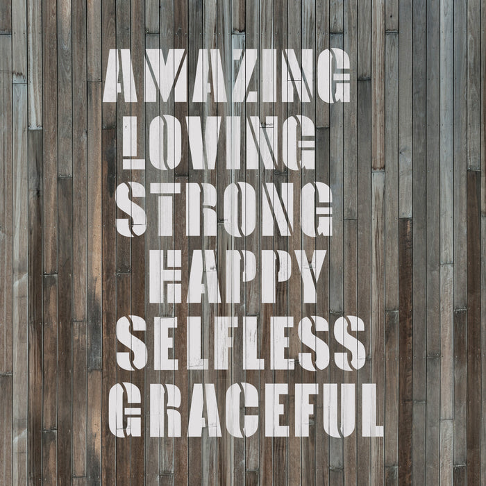 Mothers Day Amazing Love Strong Word Puzzle Stencil