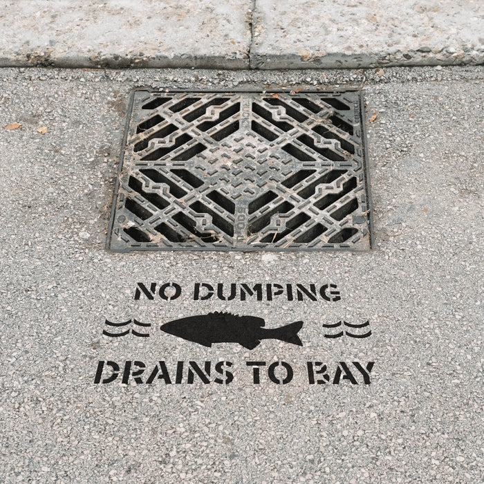 No Dumping Drains to Bay Stencil