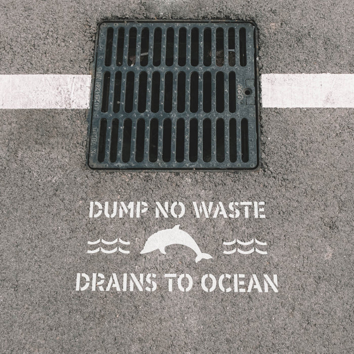 No Dumping Drains to Ocean Stencil