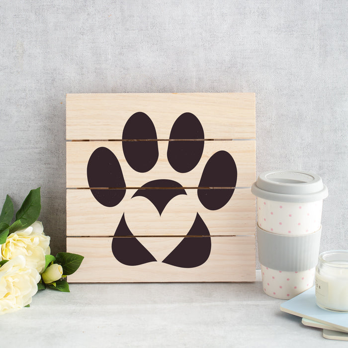 Paw Print With Heart Stencil