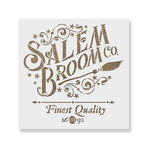Salem Broom Witch Sign Halloween Stencil