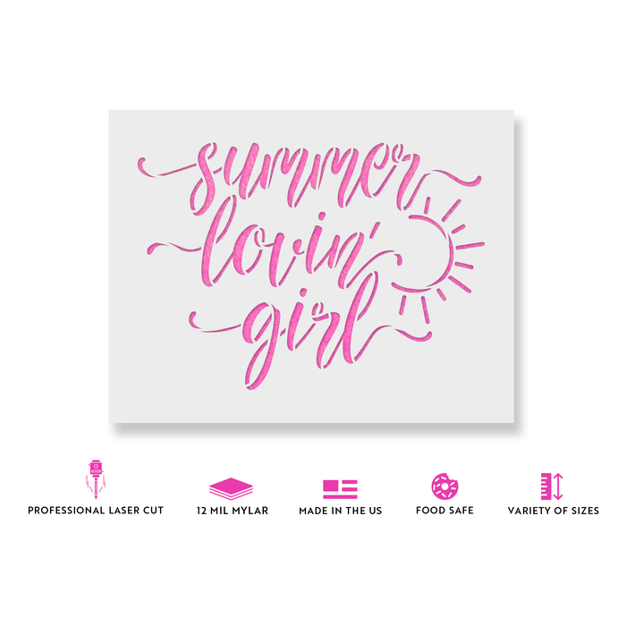 Summer Lovin Girl Stencil