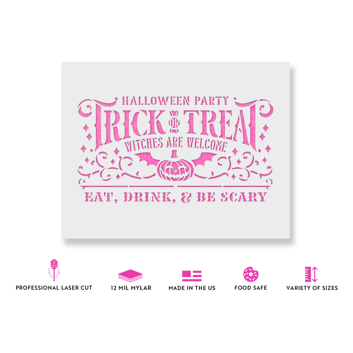 Trick Or Treat Halloween Party Stencil