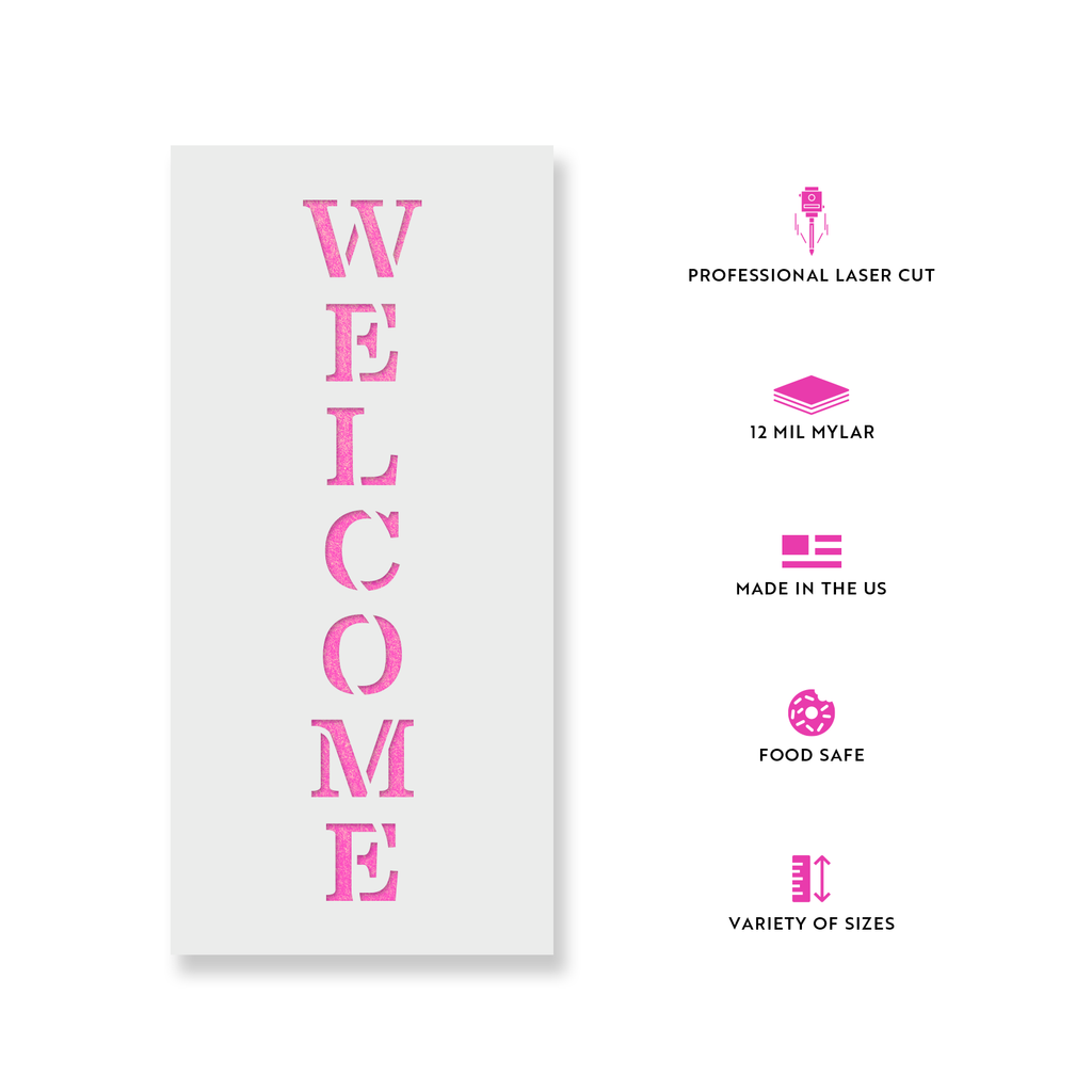 Vertical Welcome Stencil - Makely