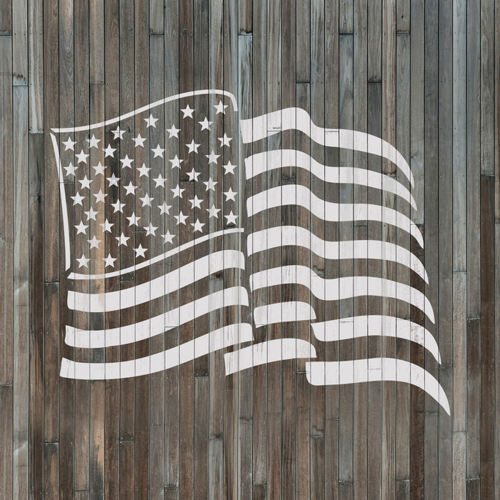 Waving American Flag Stencil