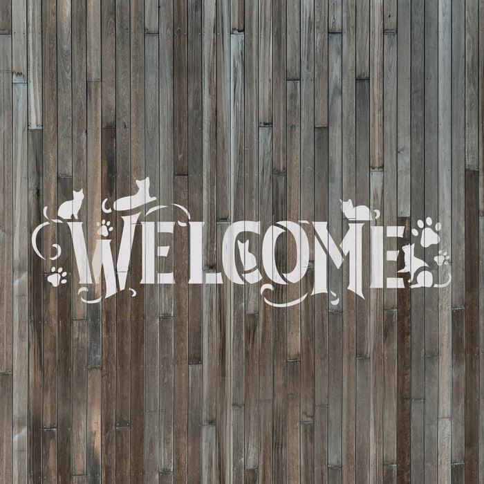 Welcome Cat Sign Stencil
