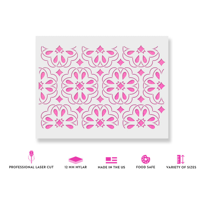 Zydeco Hibiscus Pattern Wall Stencil