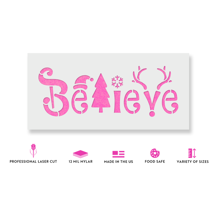 Believe Stencil for Holiday DIY Crafting - Laser cut with Fast shipping believe-stencil-for-holiday-diy-crafting-laser-cut-with-fast-shipping