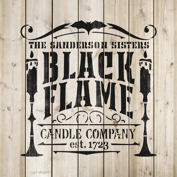 Black Flame Candle Sign Stencil