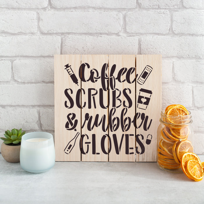 Coffee Scrubs Rubber Gloves Nurse Stencil