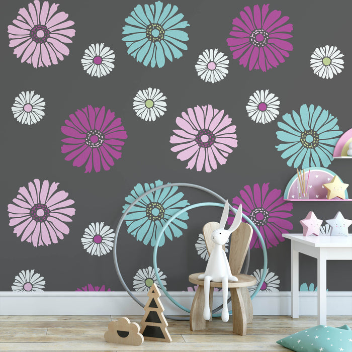 Daisy Floral Pattern Wall Stencil