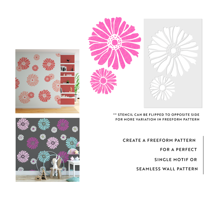 Daisy Floral Pattern Wall Stencil