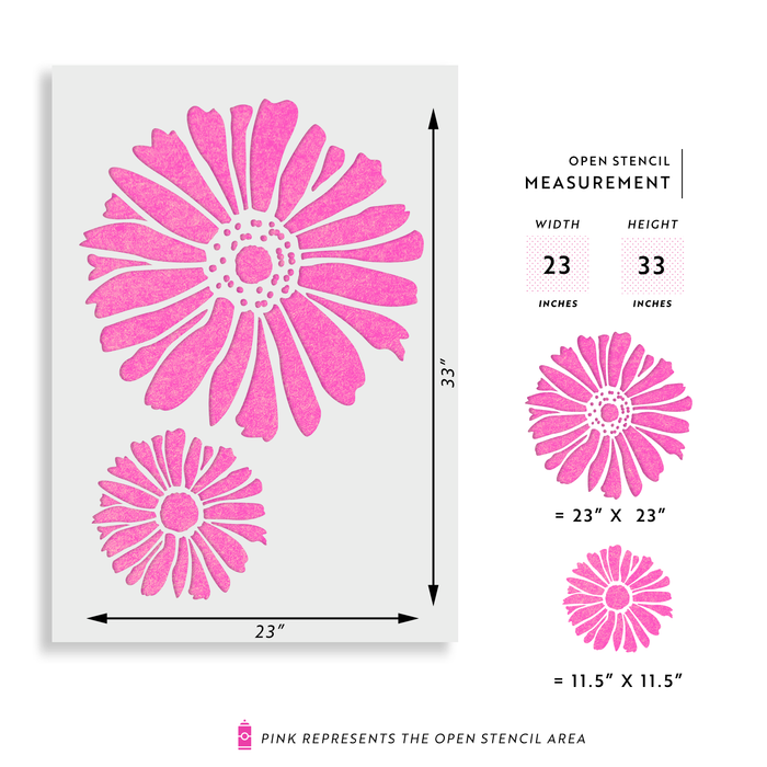 Daisy Floral Pattern Wall Stencil