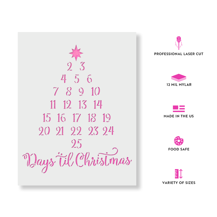 Days Till Christmas Tree Stencil