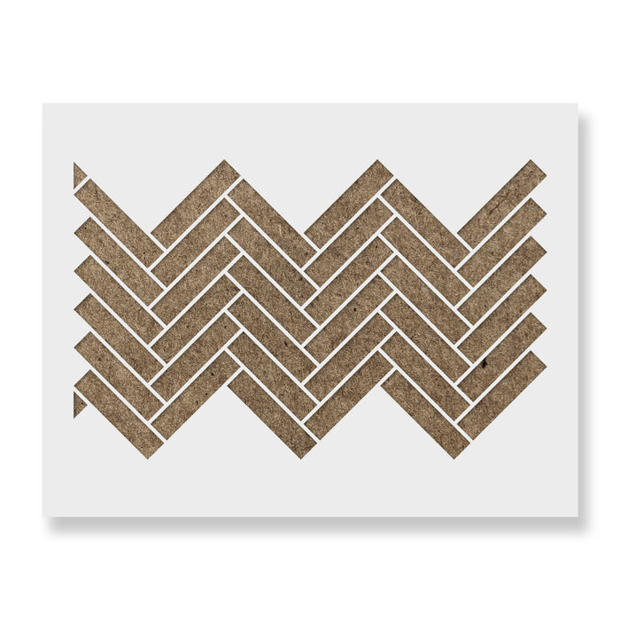 Diagonal Herringbone Tile Pattern Wall Stencil