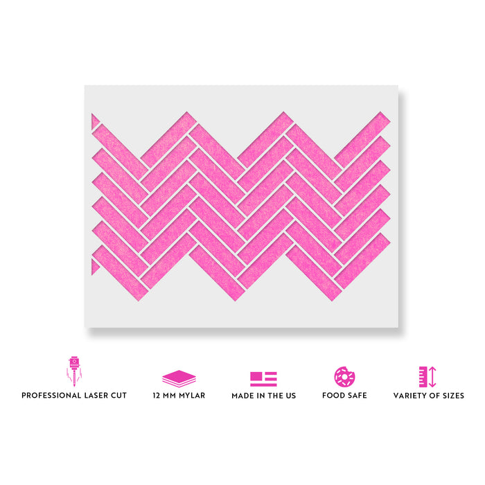 Diagonal Herringbone Tile Pattern Wall Stencil