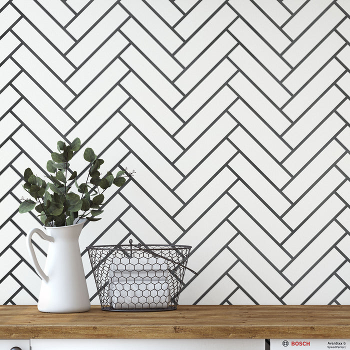 Wall Tile Pattern Diagonal Herringbone Tile Pattern Wall Stencils - Stencil Revolution